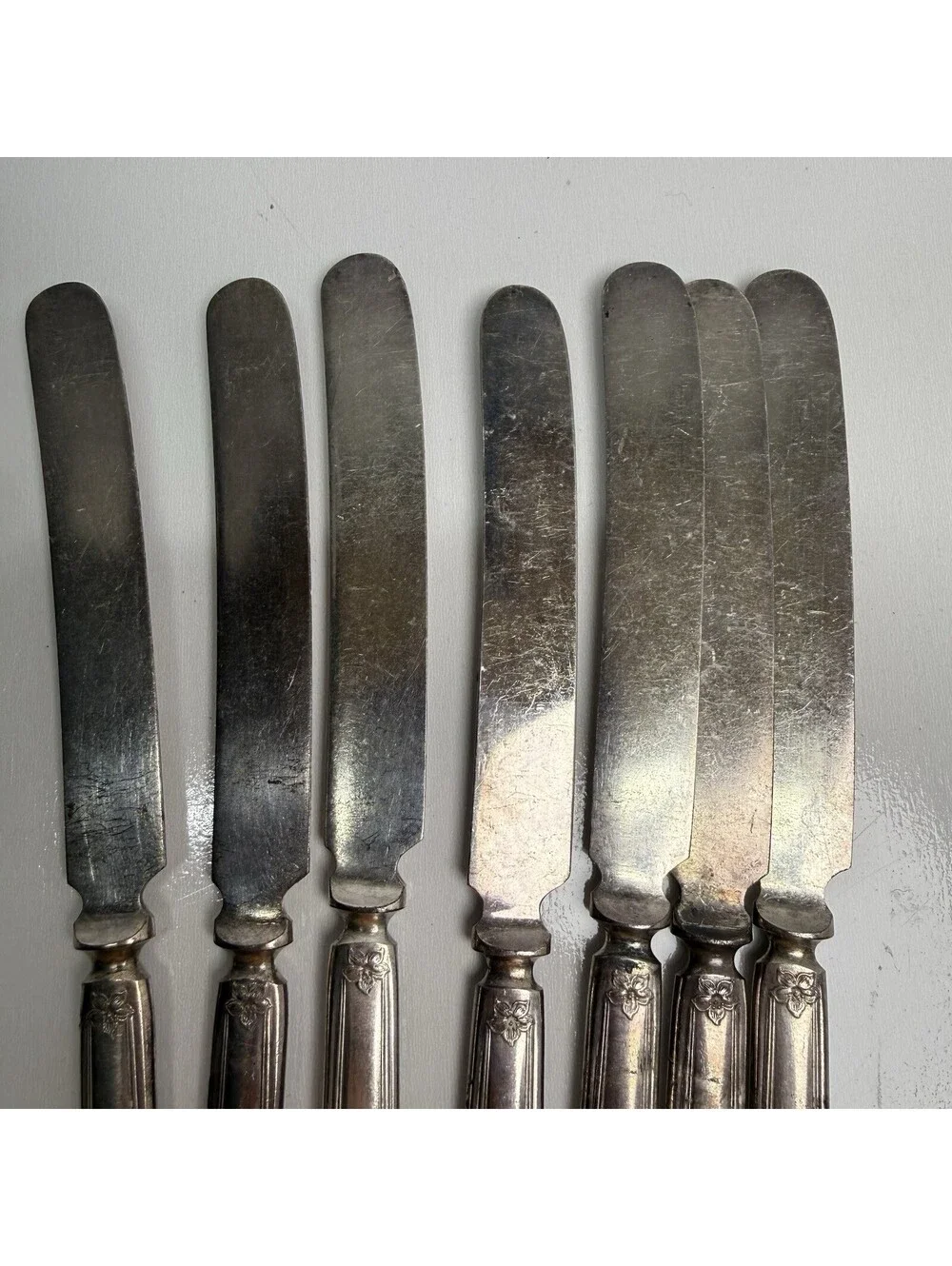Antique Silver Plate Butter Knives William Rogers & Son Floral Lot 7 Vintage